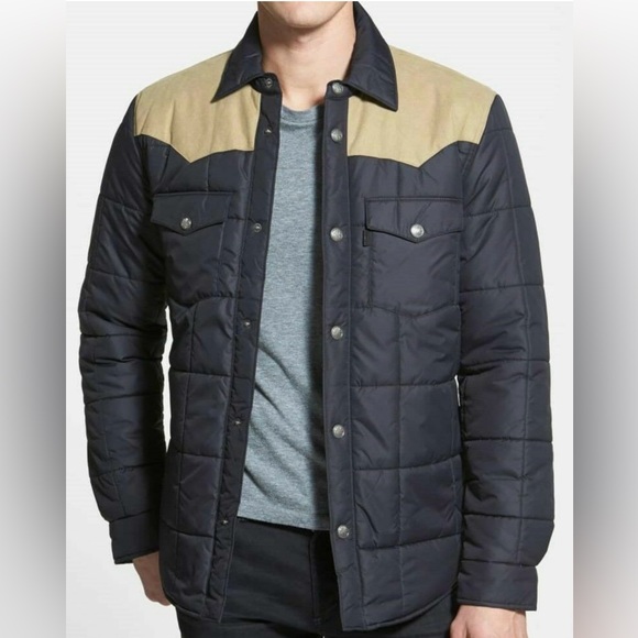 Levis Jacket Mens S Black Barstow Quilted Western Shacket Packable Overshirt - Picture 1 of 16